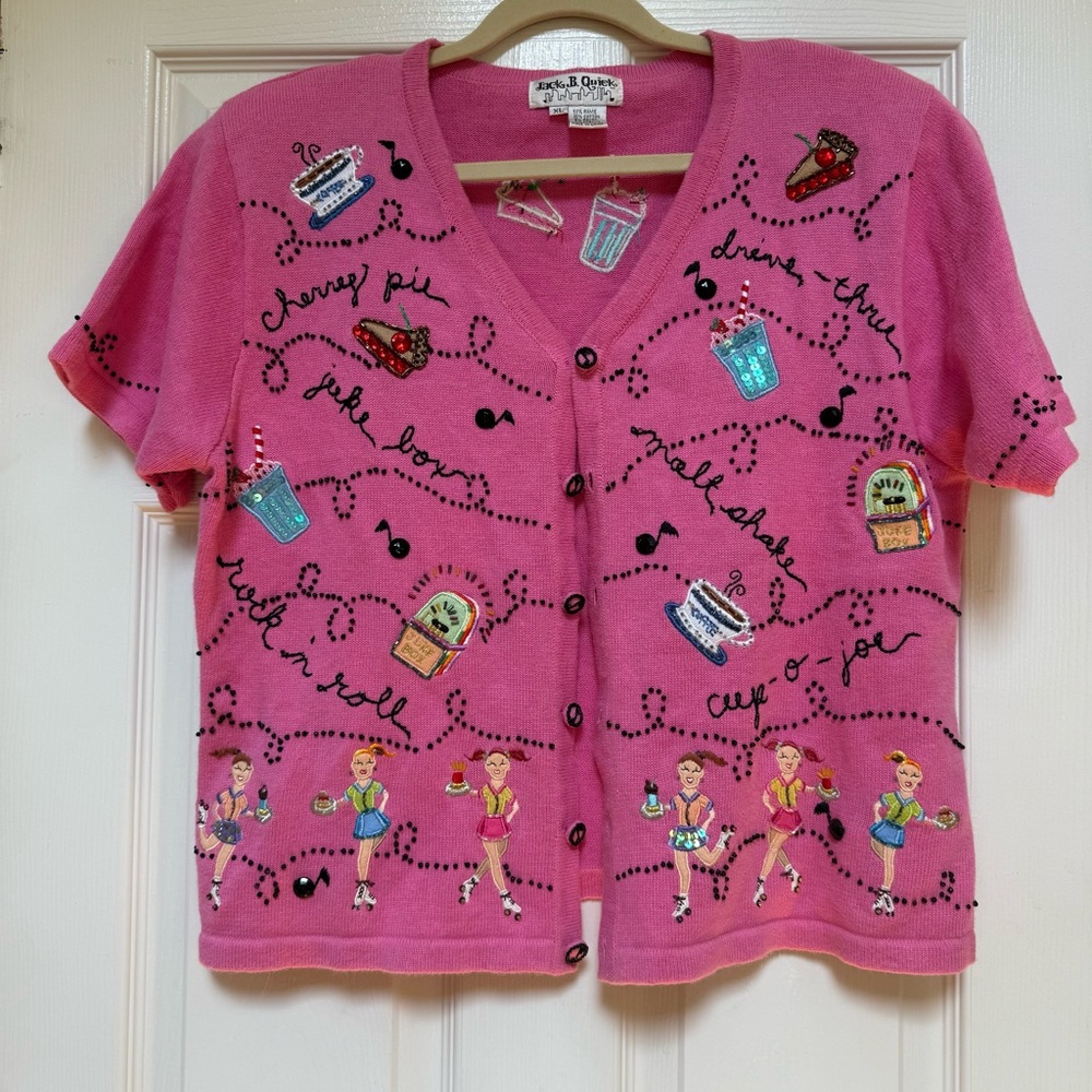 Vintage Embellished 50’s Inspired Short Sleeve Cardigan